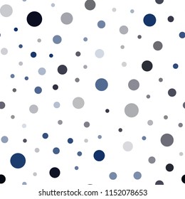 Dark BLUE vector seamless layout with circle shapes. Illustration with set of shining colorful abstract circles. Pattern for trendy fabric, wallpapers.