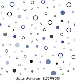 Dark BLUE vector seamless layout with circle shapes. Illustration with set of shining colorful abstract circles. Pattern for design of fabric, wallpapers.