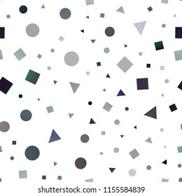 Dark BLUE vector seamless layout with circles, lines, rectangles. Illustration with colorful circles, triangles, rectangles. Template for business cards, websites.