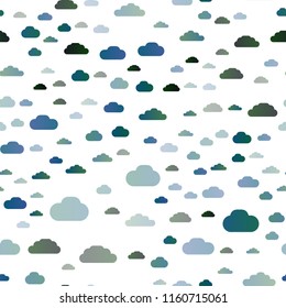 Dark BLUE vector seamless layout with cloudscape. Illustration in abstract style with colorful clouds. Design for textile, fabric, wallpapers.