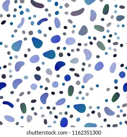 Dark BLUE vector seamless layout with circle spots. Colorful illustration with blurred circles in nature style. Pattern for design of window blinds, curtains.