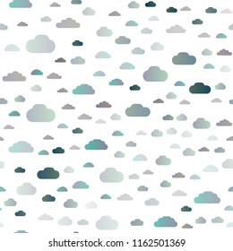 Dark BLUE vector seamless layout with cloudscape. Illustration with abstract gradient clouds. Trendy design for wallpaper, fabric makers.