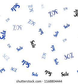 Dark BLUE vector seamless layout with discount 30%. Colored words of sales with gradient on white background. Backdrop for super sales on Black Friday.