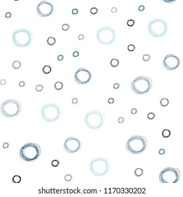 Dark BLUE vector seamless layout with circle shapes. Glitter abstract illustration with blurred drops of rain. Pattern can be used for beautiful websites.