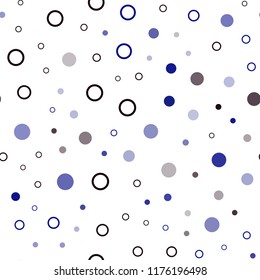 Dark BLUE vector seamless layout with circle shapes. Glitter abstract illustration with blurred drops of rain. Pattern for design of window blinds, curtains.
