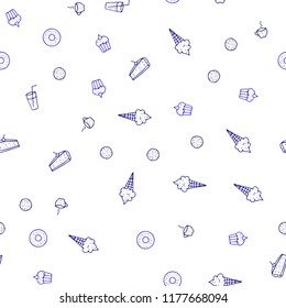 Dark BLUE vector seamless layout with restaurant food. Blurred decorative design of snacks in doodle style. Pattern for ad, booklets, leaflets of restaurants.