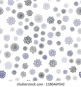 Dark BLUE vector seamless layout with bright snowflakes. Glitter abstract illustration with crystals of ice. Pattern for trendy fabric, wallpapers.