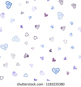 Dark Blue vector seamless layout with sweet hearts. Blurred decorative design in doodle style with hearts. Pattern for marriage gifts, congratulations.