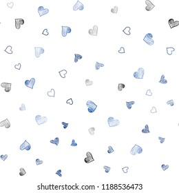 Dark BLUE vector seamless layout with sweet hearts. Beautiful colored illustration with hearts in celebration style. Pattern can be used for valentine's ad, booklets.