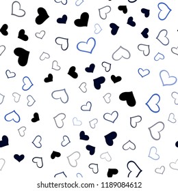 Dark BLUE vector seamless layout with sweet hearts. Beautiful colored illustration with hearts in celebration style. Pattern can be used for valentine's ad, booklets.
