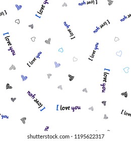 Dark BLUE vector seamless layout with sweet hearts. Beautiful colored illustration with hearts in celebration style. Pattern can be used for valentine's ad, booklets.