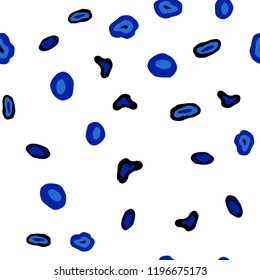 Dark BLUE vector seamless layout with circle shapes. Glitter abstract illustration with blurred drops of rain. Pattern for design of fabric, wallpapers.