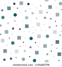Dark BLUE vector seamless layout with circle spots, cubes. Glitter abstract illustration with cubes, circles. Pattern for design of fabric, wallpapers.