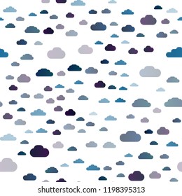 Dark BLUE vector seamless layout with cloudscape. Illustration in abstract style with colorful clouds. Template for business cards, websites.