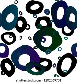 Dark BLUE vector seamless layout with circle spots. Modern abstract illustration with colorful water drops. Pattern for design of window blinds, curtains.
