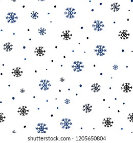 Dark BLUE vector seamless layout with bright snowflakes. Colorful snowflakes with gradient on abstract background. Design for textile, fabric, wallpapers.