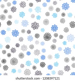 Dark BLUE vector seamless layout with bright snowflakes. Modern geometrical abstract illustration with crystals of ice. Template for business cards, websites.