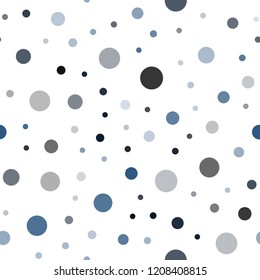 Dark BLUE vector seamless layout with circle shapes. Beautiful colored illustration with blurred circles in nature style. Pattern for design of window blinds, curtains.