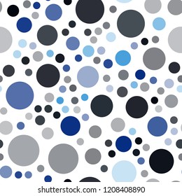 Dark BLUE vector seamless layout with circle shapes. Blurred bubbles on abstract background with colorful gradient. Pattern can be used as texture of wallpapers.