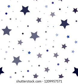 Dark BLUE vector seamless layout with bright stars. Stars on blurred abstract background with gradient. The pattern can be used for wrapping gifts.