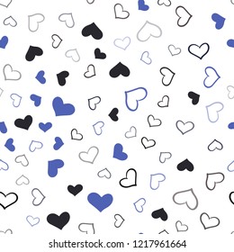 Dark BLUE vector seamless layout with sweet hearts. Beautiful colored illustration with hearts in celebration style. Pattern for marriage gifts, congratulations.