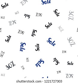 Dark BLUE vector seamless layout with discount of 30%. Shining colorful illustration with isolated selling prices. Backdrop for super sales on Black Friday.