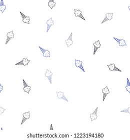 Dark BLUE vector seamless layout with ice-cream set. Beautiful colorful illustration with ice-cream cones. Pattern for ad, booklets, leaflets of restaurants.