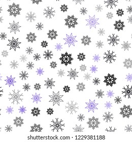 Dark BLUE vector seamless layout with bright snowflakes. Blurred decorative design in xmas style with snow. Trendy design for wallpaper, fabric makers.