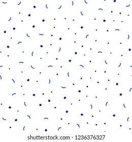 Dark BLUE vector seamless layout with circles, lines. Decorative design in abstract style with triangle structure. Pattern for trendy fabric, wallpapers.