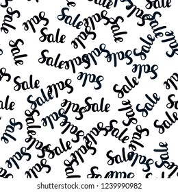 Dark BLUE vector seamless layout with discount of 70, 90%. Colored words of sales with gradient on white background. Template for season sales, shopping ads.