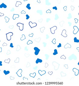Dark BLUE vector seamless layout with sweet hearts. Glitter abstract illustration with colorful hearts in romantic style. Template for Valentine's greeting postcards.