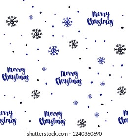 Dark BLUE vector seamless layout with bright snowflakes. Shining colorful illustration with snow in christmas style. Pattern for design of fabric, wallpapers.