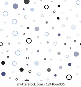 Dark BLUE vector seamless layout with circle shapes. Illustration with set of shining colorful abstract circles. Template for business cards, websites.