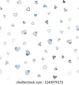 Dark BLUE vector seamless layout with sweet hearts. Hearts on blurred abstract background with colorful gradient. Template for Valentine's greeting postcards.
