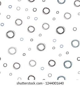 Dark BLUE vector seamless layout with circle shapes. Blurred bubbles on abstract background with colorful gradient. Pattern can be used as texture of wallpapers.