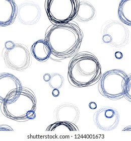 Dark BLUE vector seamless layout with circle shapes. Beautiful colored illustration with blurred circles in nature style. Design for textile, fabric, wallpapers.