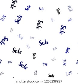 Dark BLUE vector seamless layout with discount of 30, 50, 70%. Abstract illustration with colorful gradient symbols of sales. Design for business ads, commercials.
