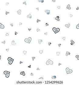 Dark BLUE vector seamless layout with sweet hearts. Glitter abstract illustration with colorful hearts in romantic style. Design for ad, poster, banner of Valentine Day.