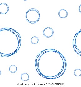 Dark BLUE vector seamless layout with circle shapes. Illustration with set of shining colorful abstract circles. Design for wallpaper, fabric makers.