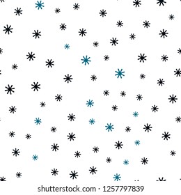 Dark BLUE vector seamless layout with bright snowflakes. Colorful decorative design in xmas style with snow. Design for wallpaper, fabric makers.