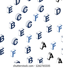 Dark BLUE vector seamless layout with 3D latin alphabet. Shining colorful 3D illustration with isolated letters. Pattern for trendy fabric, wallpapers.