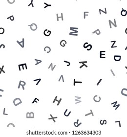 Dark BLUE vector seamless layout with latin alphabet. Abstract illustration with colored latin alphabet. Pattern for design of fabric, wallpapers.