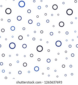 Dark BLUE vector seamless layout with circle shapes. Modern abstract illustration with colorful water drops. Pattern can be used for futuristic ad, booklets.