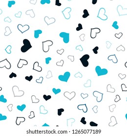 Dark BLUE vector seamless layout with sweet hearts. Decorative shining illustration with hearts on abstract template. Design for ad, poster, banner of Valentine Day.