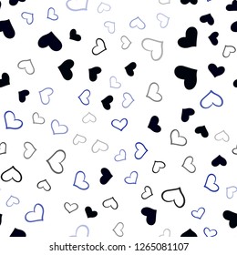 Dark BLUE vector seamless layout with sweet hearts. Beautiful colored illustration with hearts in celebration style. Design for ad, poster, banner of Valentine Day.