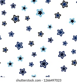 Dark BLUE vector seamless layout with bright stars. Decorative shining illustration with stars on abstract template. Design for wallpaper, fabric makers.