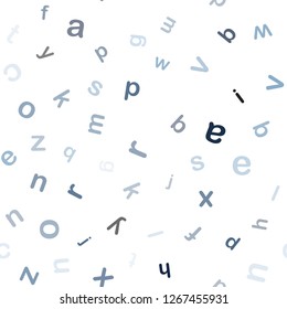 Dark BLUE vector seamless layout with latin alphabet. Colored alphabet signs with gradient on white background. Design for wallpaper, fabric makers.