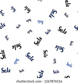 Dark BLUE vector seamless layout with discount words. Colored words of sales with gradient on white background. Template for season sales, shopping ads.