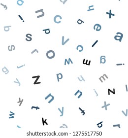 Dark BLUE vector seamless layout with latin alphabet. Modern geometrical illustration with ABC english symbols. Pattern for trendy fabric, wallpapers.
