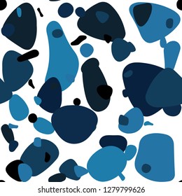 Dark BLUE vector seamless layout with circle shapes. Abstract illustration with colored bubbles in nature style. Texture for window blinds, curtains.